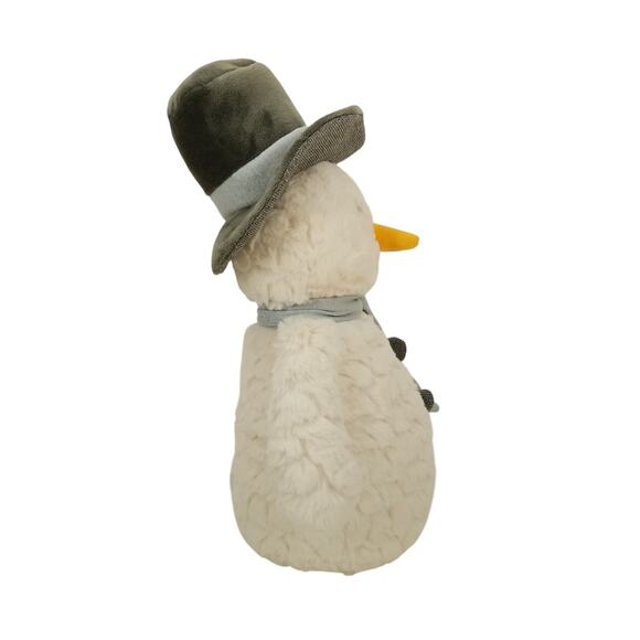 Mary Meyer Barnes & Noble Snowman Plush Grey Top Hat Blue Scarf Stuffed Toy - Picture 4 of 12